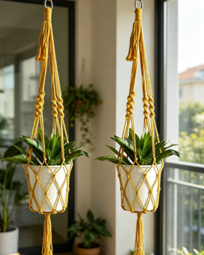 Boho Macrame Plant Hanger, Hanging Planter Basket