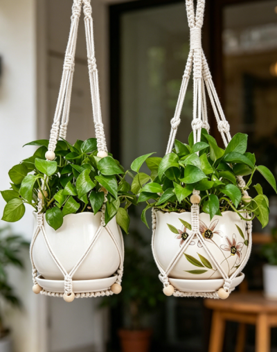 Hanging Planter Holder, Cotton Rope Plant Hanger