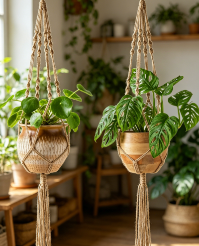 Jute Rope Hanging Planter Basket, Plant Holder
