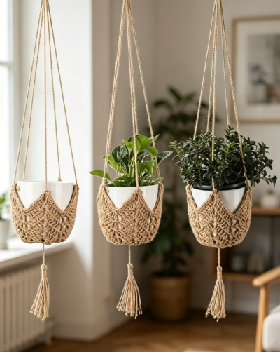 Hanging Planter Holder, Rope Flower Pot Net