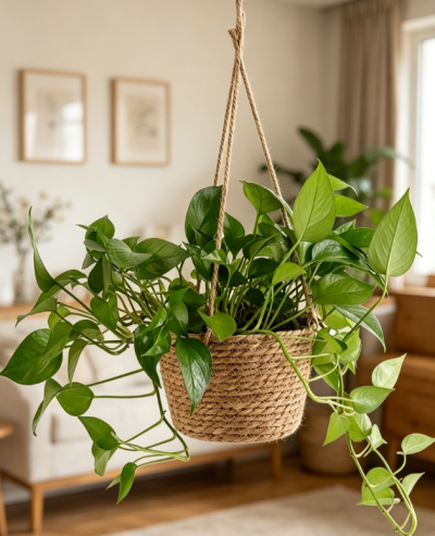 Hanging Flower Pot Basket with Rope, Indoor Plant Holder