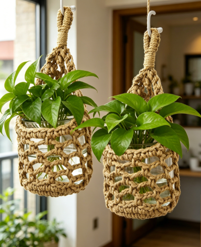 Wall Mounted Plant Hanger Basket for Indoor Plants
