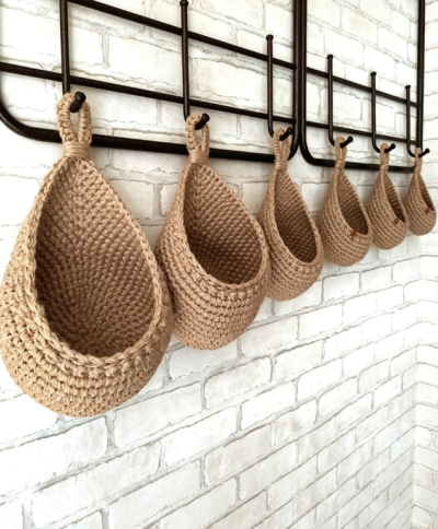 Hemp Rope Wall Hanging Storage Basket