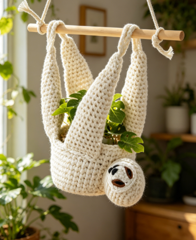 Decorative Sloth Plant Hanger Basket, Hanging Pot Holder