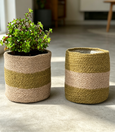 Woven Jute Planter Basket Cover, Decorative Plant Pot Holder