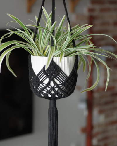Patterned Macrame Plant Hanger, Hanging Planter Holder