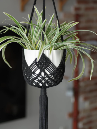 Patterned Macrame Plant Hanger, Hanging Planter Holder