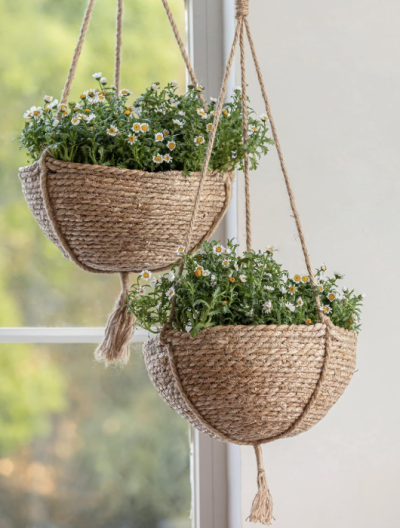 Natural Seagrass Hanging Planter Basket, Boho Plant Pot Cover