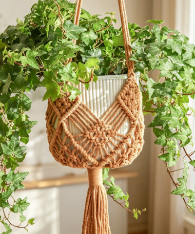 Patterned Macrame Plant Hanger, Hanging Planter Holder